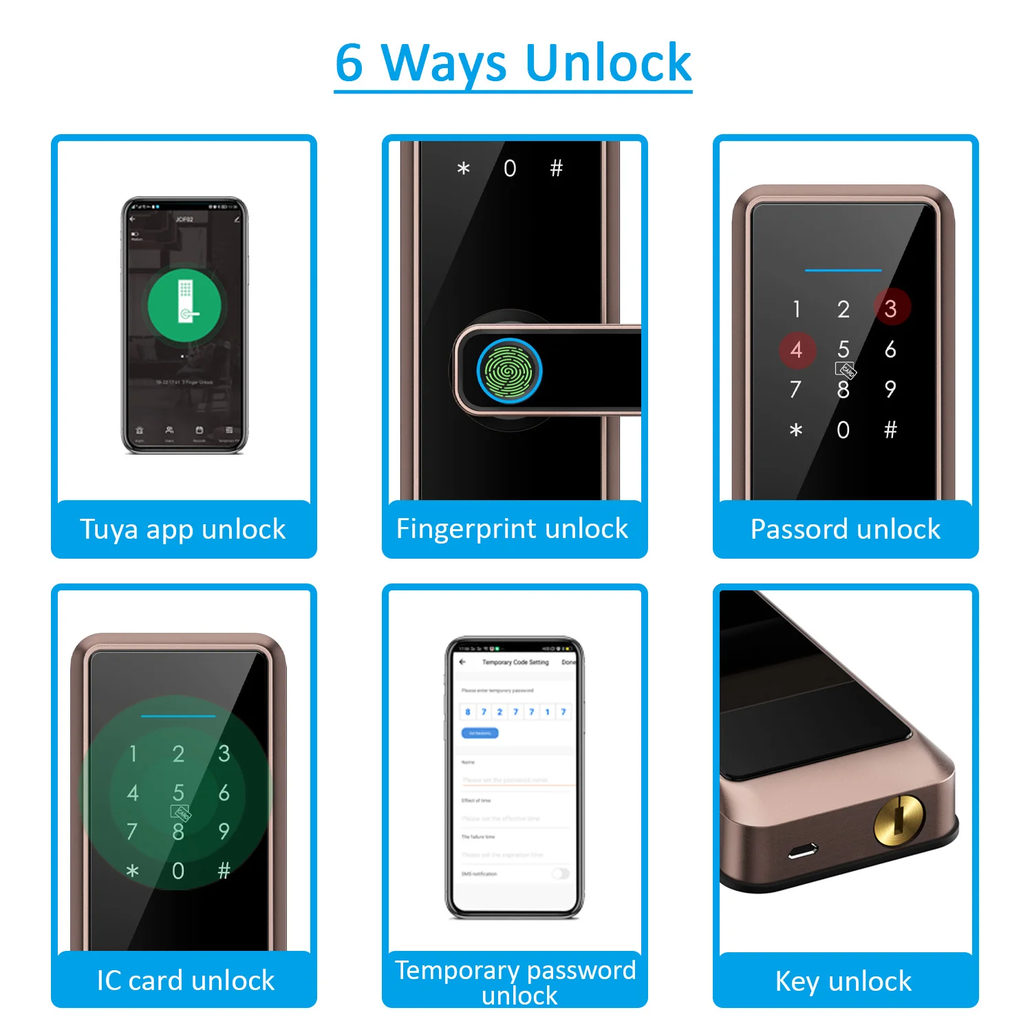 Home Electronic Smart Door Lock Support Tuya Wifi Biometric Fingerprint Remote Keyless Unlock