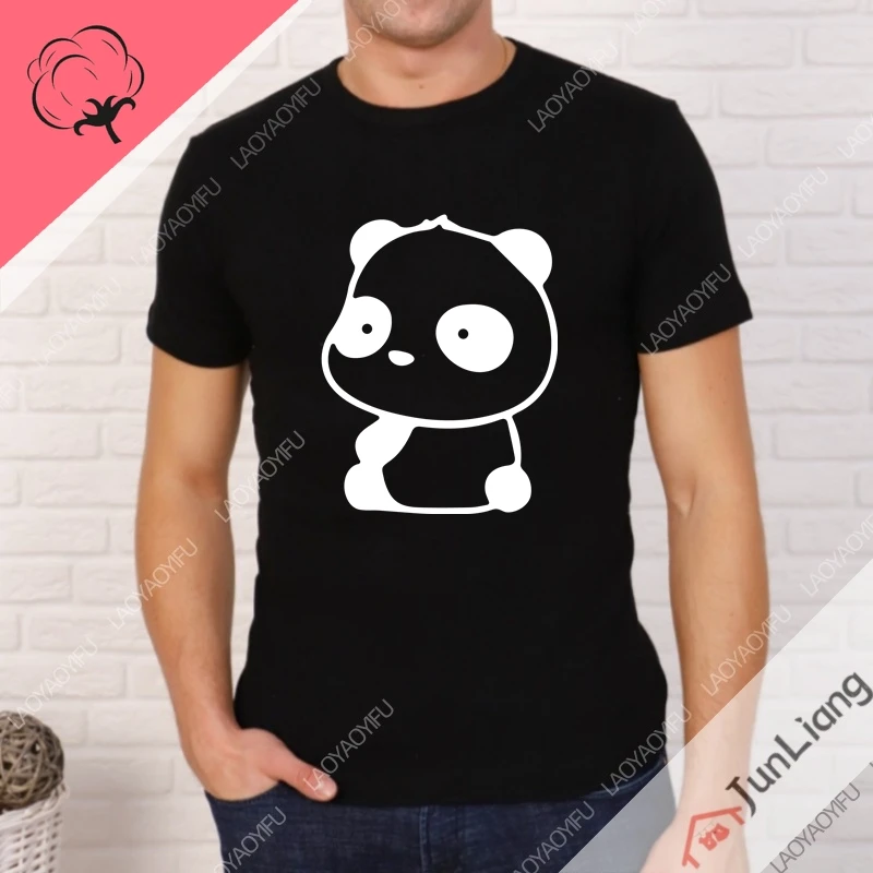 100% Cotton Funny Gifts Panda Cartoon Men's T-shirt Gift Streetwear Y2k Manga Short Sleeve Tee Mens Clothes Clothing T-shirts