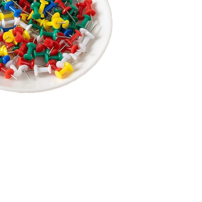 100pcs/box Multicolor Plastic Tacks Push Pins Cork Board Office School Stationery Supplies Assorted Making Thumb Tacks