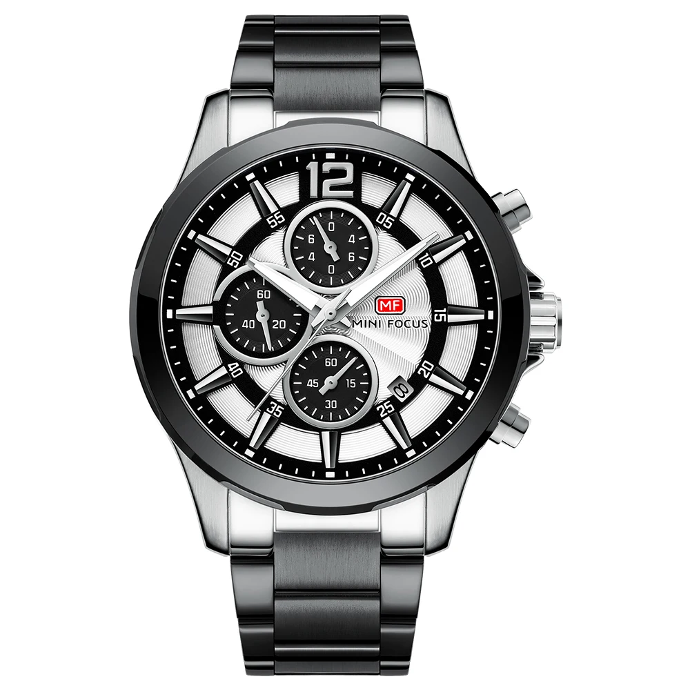 

FOCUS Business Man Wristwatch Date Chronograph Waterproof Luminous Luxury Men Watch Stainless Steel Quartz Men's Watches Male