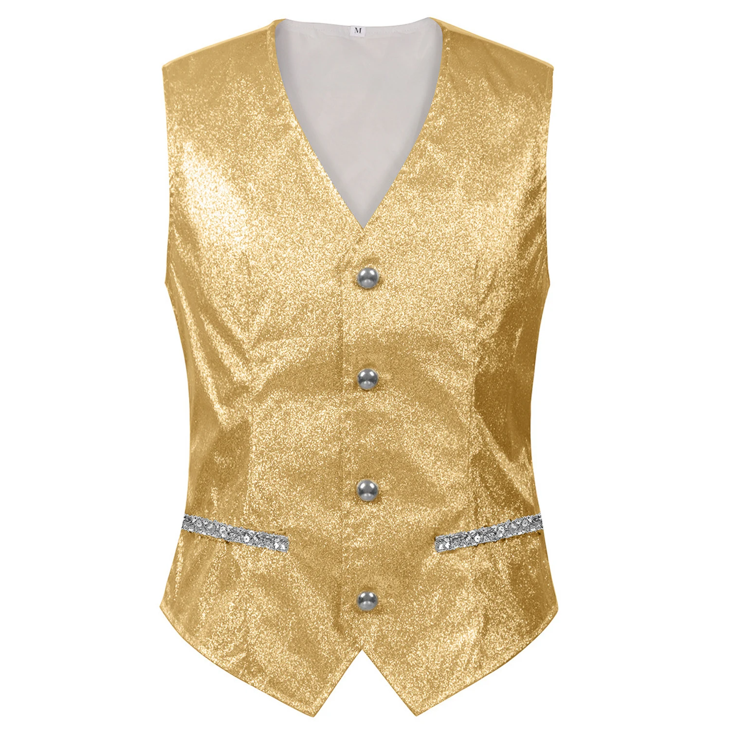 

New Gothic Shining Vest for Men Carnival Party Outfit Renaissance Steampunk V Neck Coat Halloween Medieval Vest Cosplay Costume