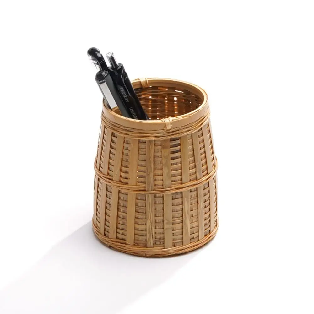 

Handmade Hand-woven Bamboo Storage Basket Six Gentlemen Square Bottom Pencil Holder Wear-resistant Natural