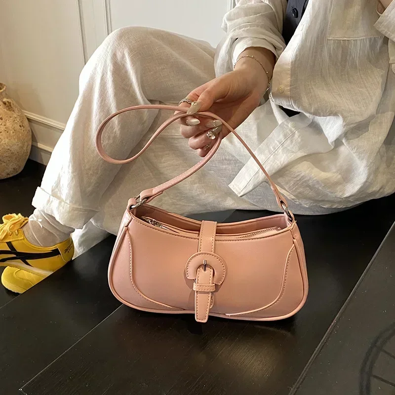 

2025 Trendy! Nude Apricot Niche Crescent Bag for Women - PU Leather, Crossbody/Shoulder, Chic Minimalist Style