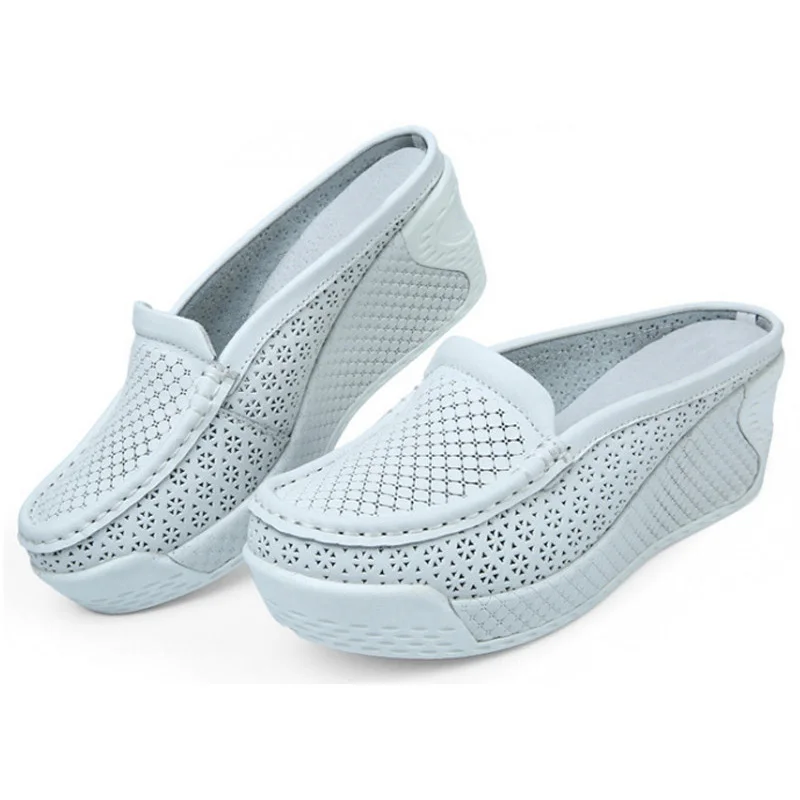 YAERNI Women Summer Casual Slingbacks High Heels Pumps Slip On Shoes For Women Mesh Female Platform Wedges Shoes Woman E883