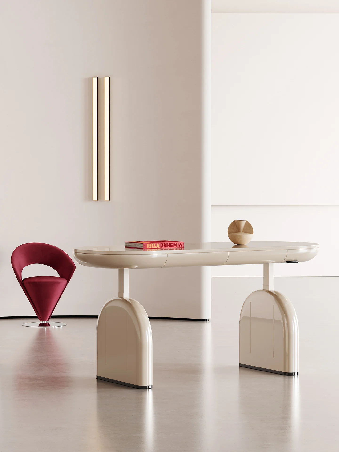 Moderner Arbeits-Computertisch mit elektrischem Lift S