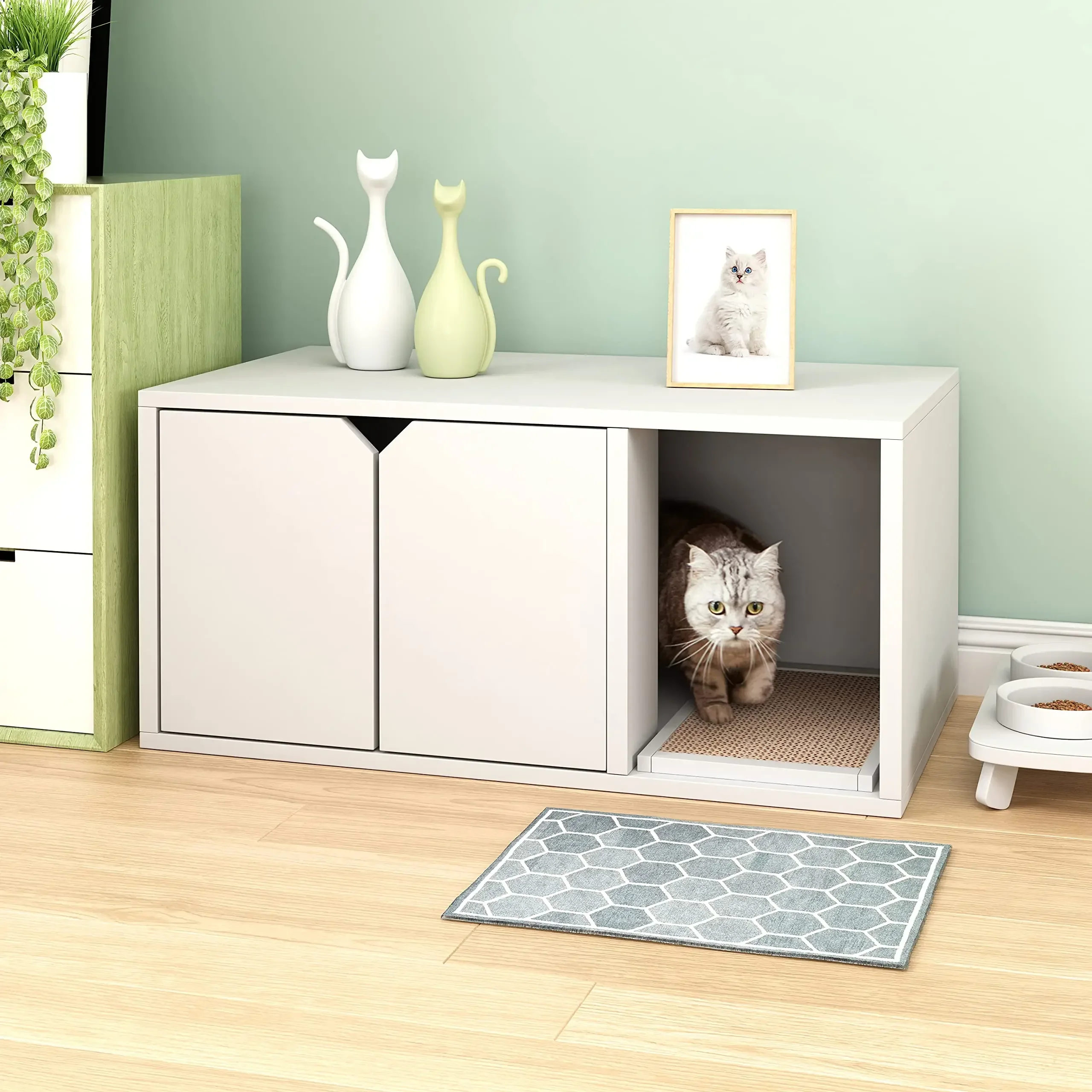 High Quality Pet Cages Carriers Modern Design Espresso Eco Friendly Cat Litter Box Cat Pet House Pet Furniture