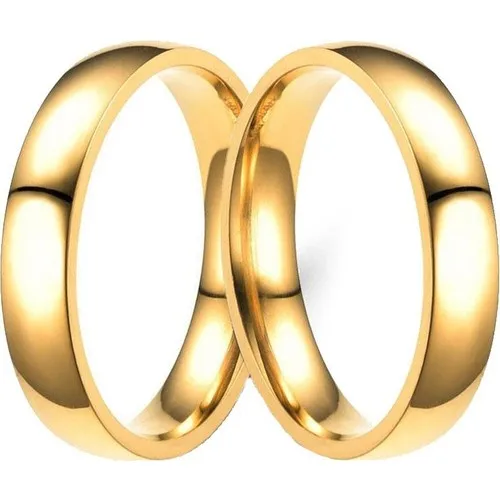 Jewelry Shop 4 mm Thin Curved Steel Wedding Rings Pair Promise Rings Gold Kp