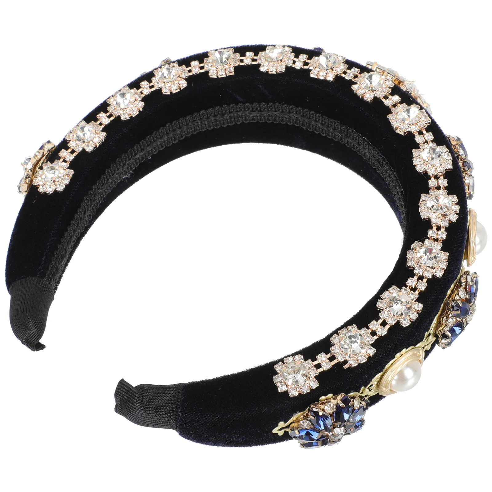 

Baroque Style Hoops Diamond Decor Headband For Women Simple Design Charming Hair Tying Accessory Home Use Hair Ornaments