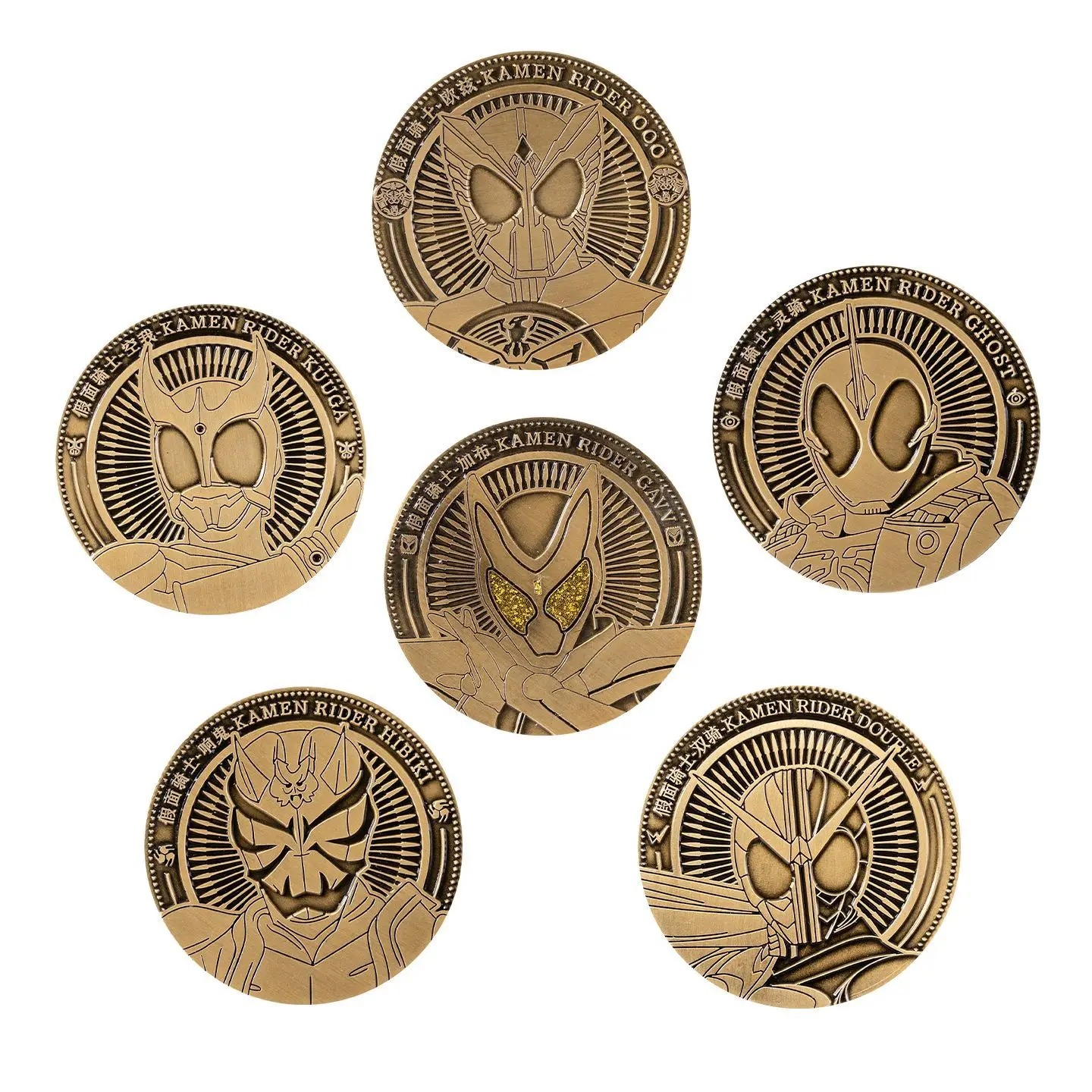 

Оригинальный набор из 6 пустых металлических памятных монет Kamen Rider GAVV Double Ride Collection