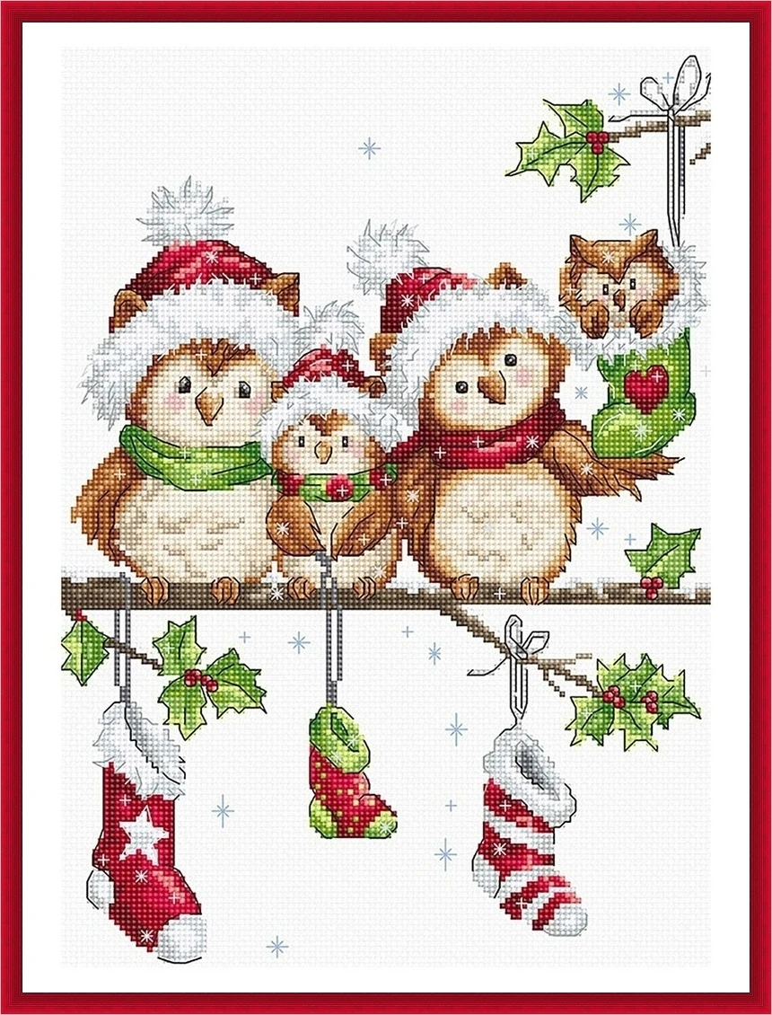 Christmas Birds 32-40 Cross Stitch Patterns DIY Embroidery Threads Handiwork Needlework Handmade Sewing Counted