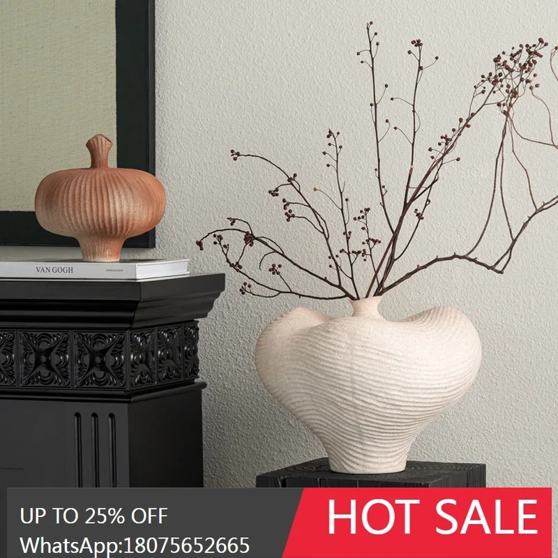 

MJY Wabi-Sabi Style Vintage Distressed Ceramic Vase High-End Antique Entryway Decorative Ornament