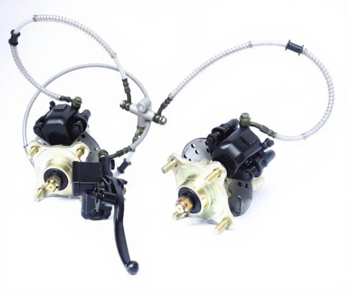 

DIY GO KART KARTING ATV UTV Buggy Hand Double Disc Rotor Brake Pump Calipers With Steering Knuckle 110/10 Flanges