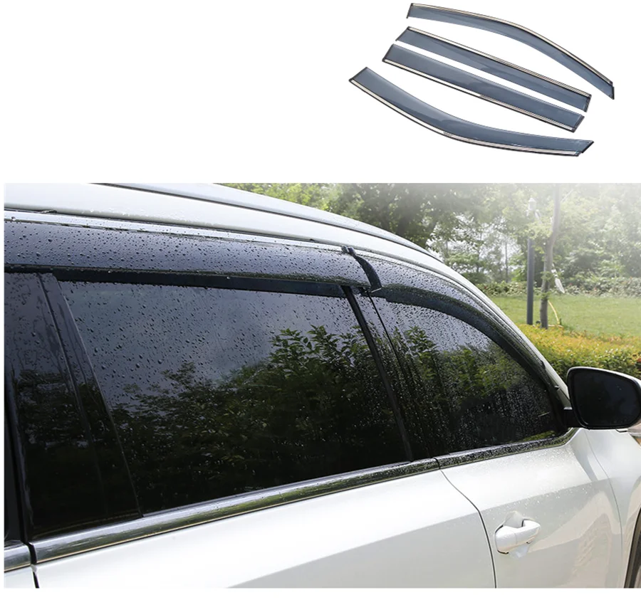 Car Styling Rain Guards Window Door Visor Weather Shield Wind Deflectors Sun Shade Awning Shelter For VW Tharu 2018