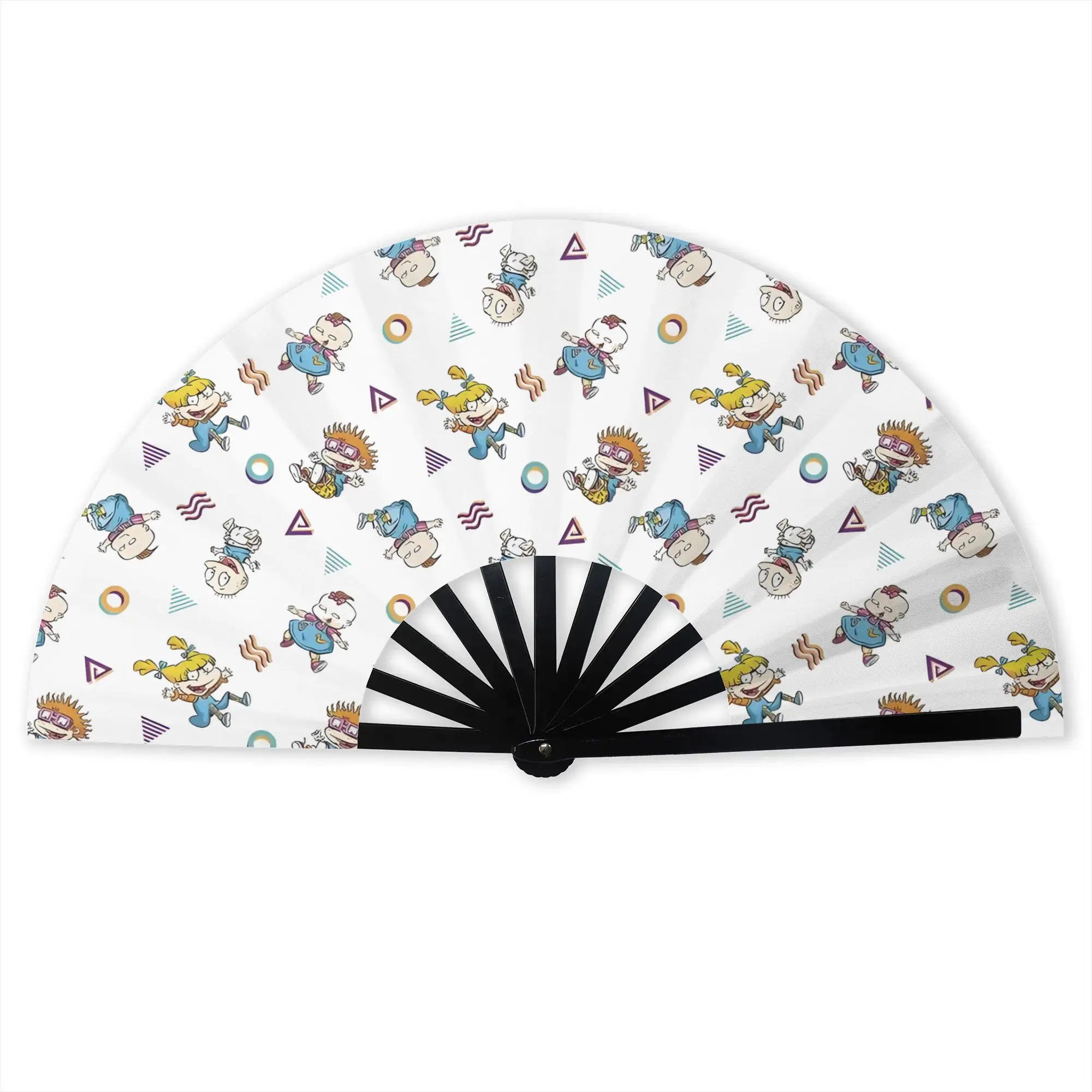Retro R-Rugrats TV Stylish Hand Fan Unisex  Printed Polyester Fan  Aesthetic For Sports Events Gift