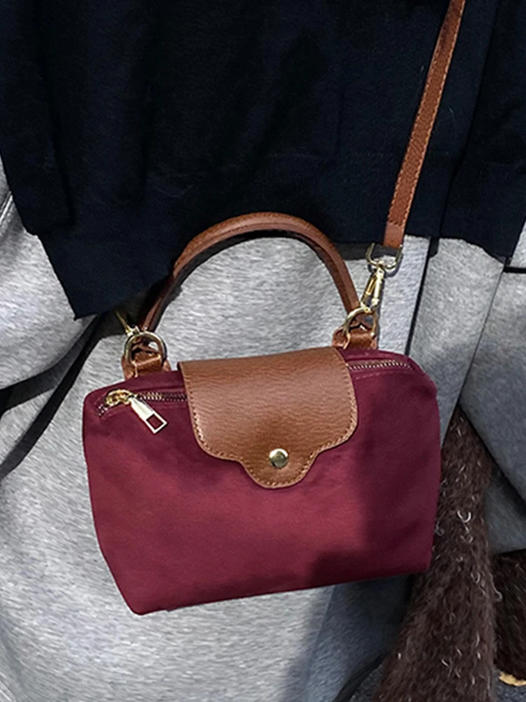 Contrast Color Suede Leather Crossbody Bags for Women Fashion Versatile Lady Out Small Handbags and Purse - view 3
