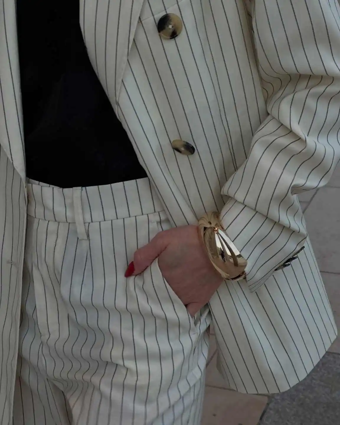 Vintage Stripe Loose Women Jacket Suits Fashion Double Breasted Pocket Party Gown Customized Office Lady Blazer Pants 2 Pieces