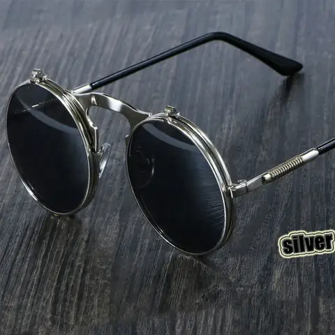 Round Steampunk Sunglasses Women Men Metal UV Glasses CCspace