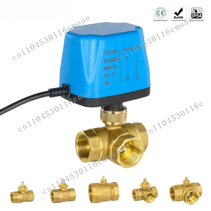 AC110V 220V Brass Motorized Ball Valve 2 Way 3 Way DN15 DN20 DN25 DN32 Electric Ball Valve for HVAC Water System