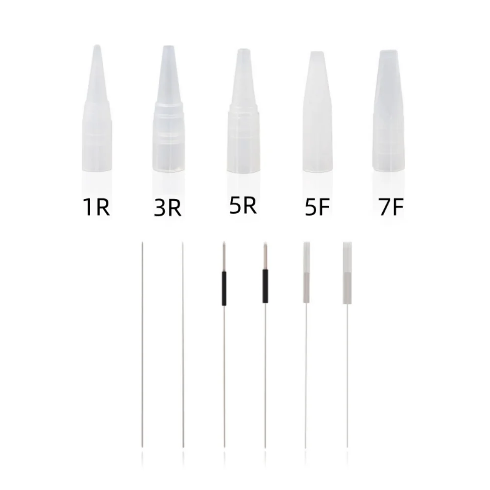 100pcs Microblading Tattoo Needles Caps Permanent Makeup Tattoo Needles Sterilized For PMU Machine Eyebrow Lip Tools