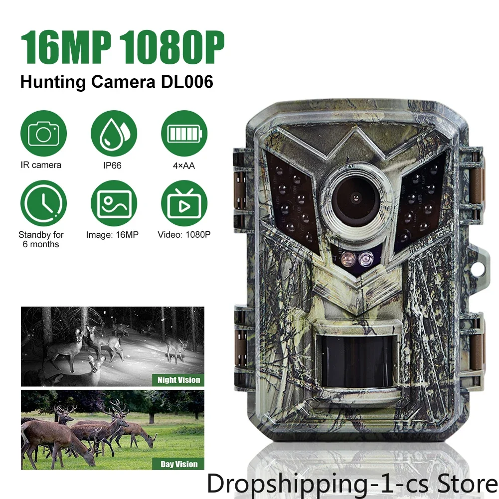 Mini Hunting Camera 16MP 1080P Wild Trail Game Cam Infrared Night Vision Outdoor Motion Activated Trigger Scouting Photo Traps