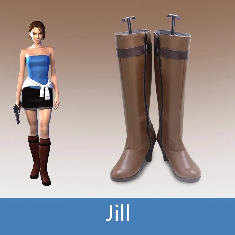 

Biohazard 3 Jill Valentine Cosplay Costume Shoes Brown Handmade Boots