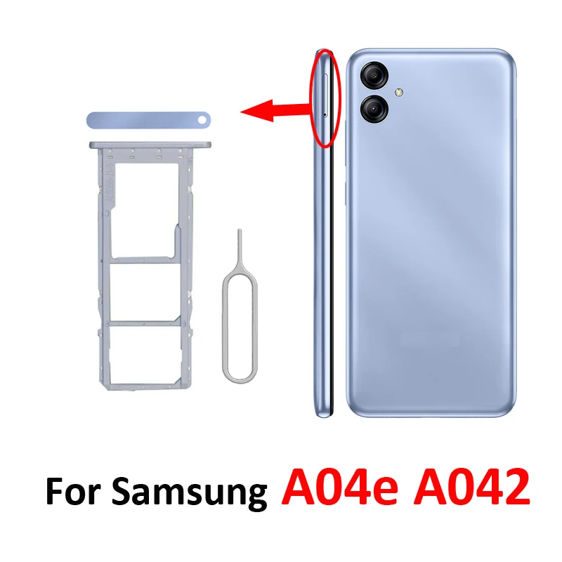 Phone SIM Chip Tray For Samsung Galaxy A04e A042 A042F A042M New SIM Micro SD Card Pocket Holder Adapter With SIM Eject Tool