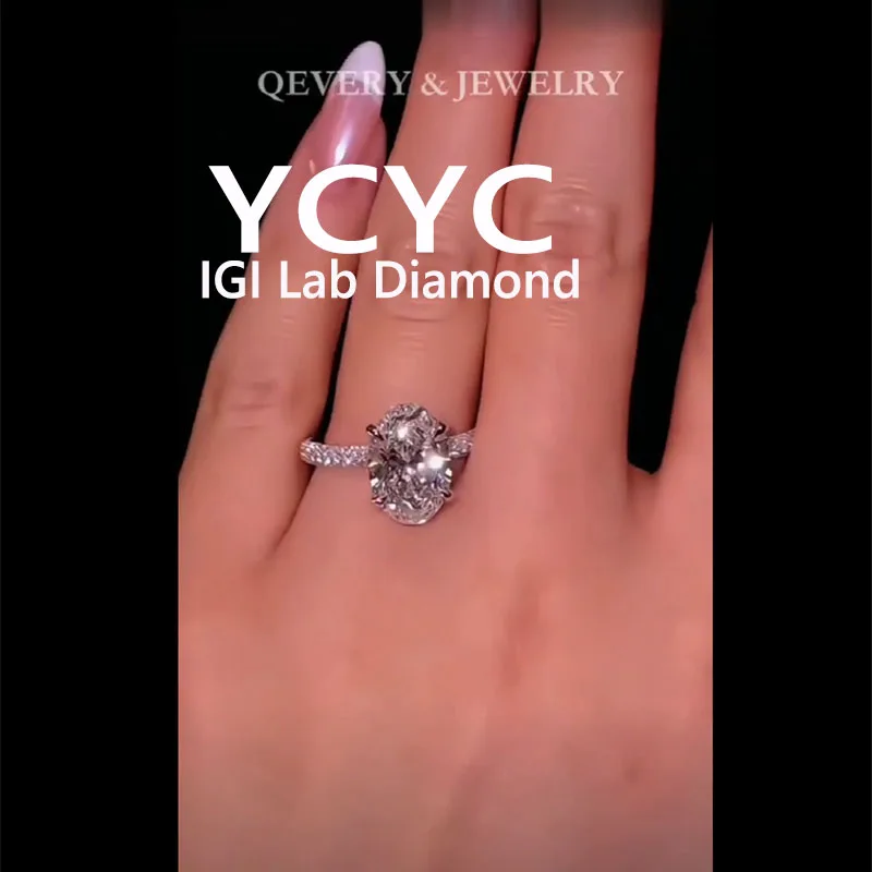 Luxury Lab Grown Diamond 3Ct Ring Solid14K White Gold Oval Cut Diamond CVD HPHT DEF VS-VVS Wedding Ringengagement ring