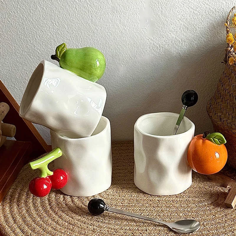 260 Ml Creative Ceramic Mug Fruit Shape Handle Coffee Cup Girl Birthday Gift Exquisite Home Breakfast Milk Oatmeal Cups