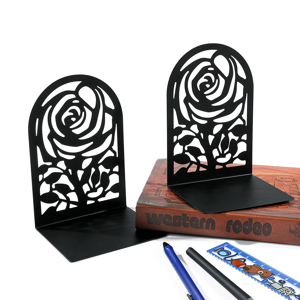 

4 Styles Rose Book Ends for Book Lovers Bookend for Heavy Books Home Book rack Holder Office Desktop Gift for Women Men