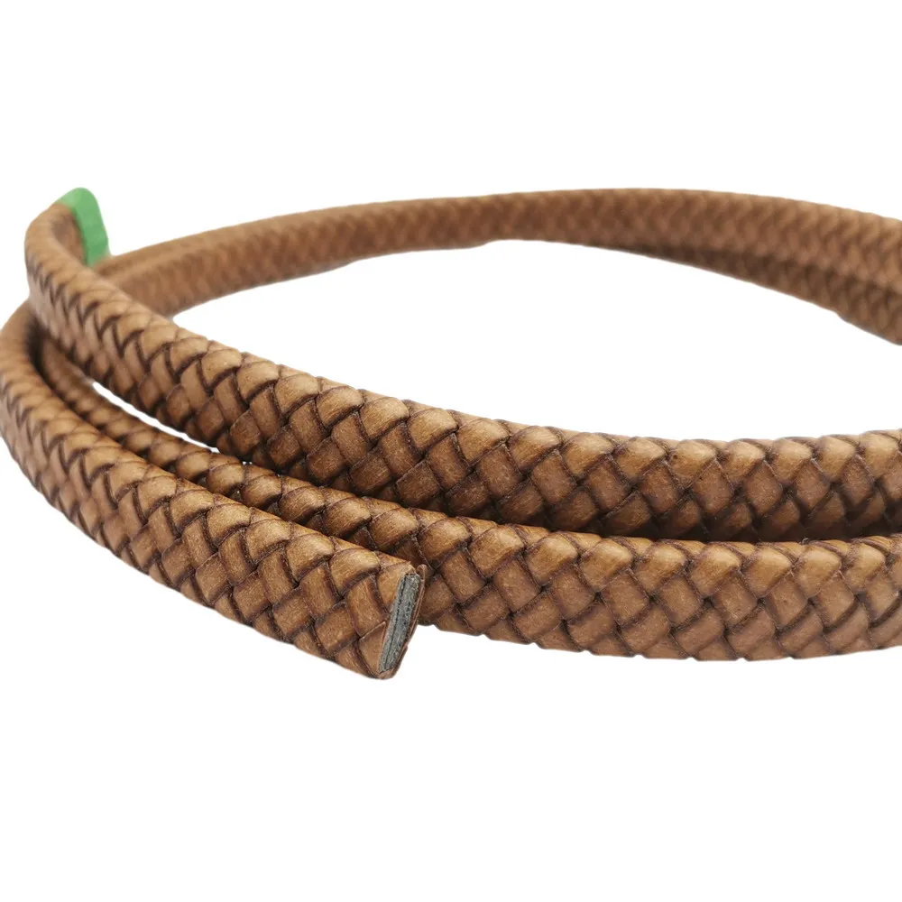 

Distressed Natural Flat Braided Leather 12mmx6mm for Braided Bracelet Making 12mm Wide Regenerated 1 Yard