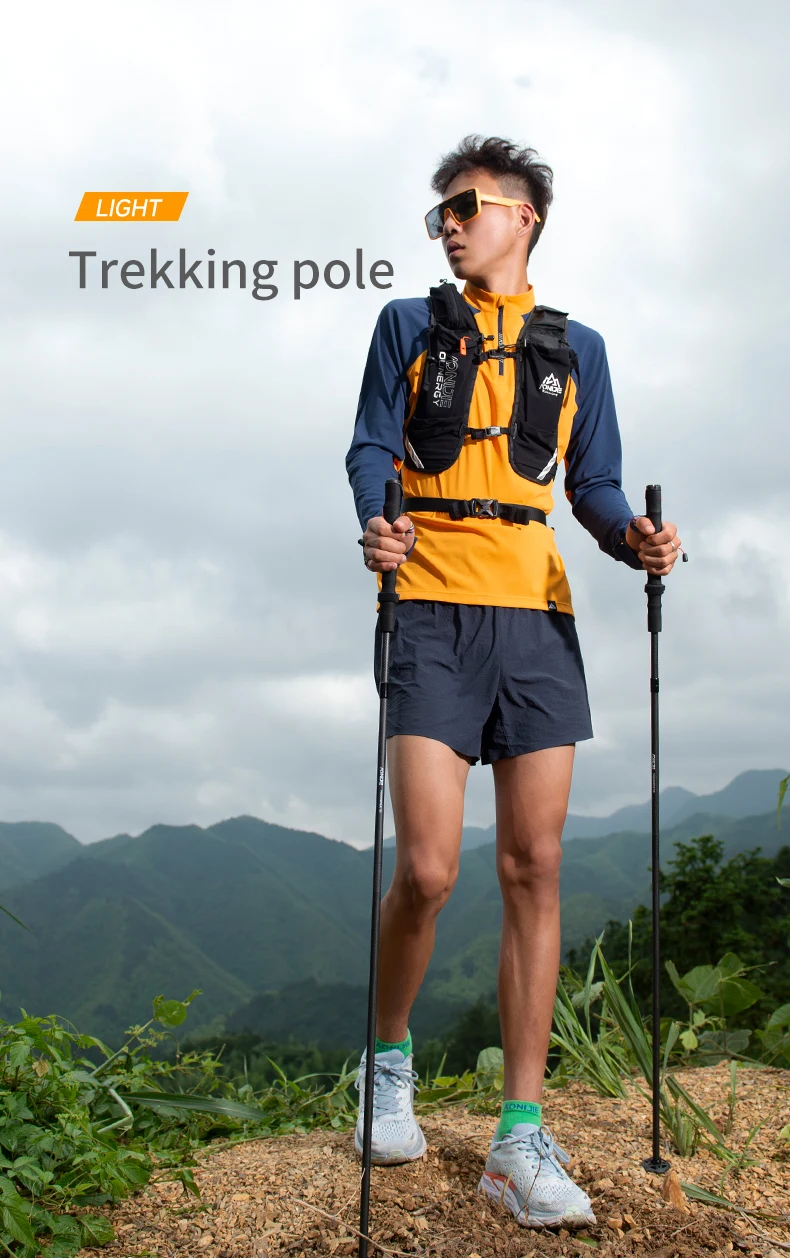 2pcs AONIJIE New Folding Outdoor Quick Lock Hiking Pole Walking Stick 105cm 115cm Trekking Pole For Height 155cm to 175cm