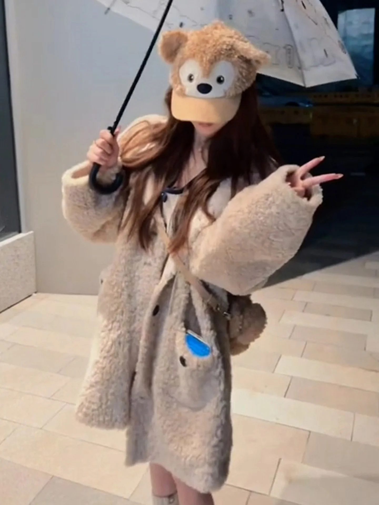 韓国製スレティエンエドラムファーフード付きジャケット レディース秋冬新作ファション イニシャルウィンターコート 暖かいスタンドフィットコート