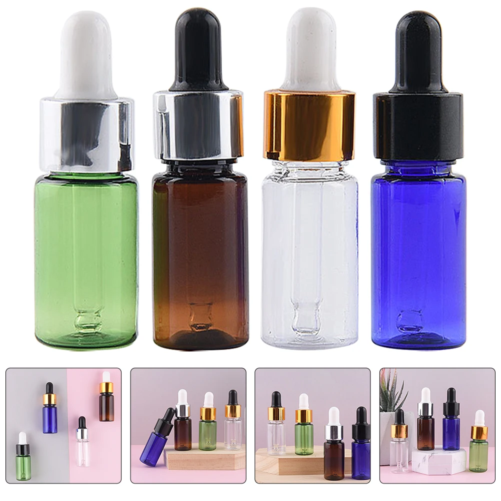 

4Pcs Essential Oil Plastic Bottles with Droppers Empty Portable for Travel Durable Practical Good Sealing Effect
