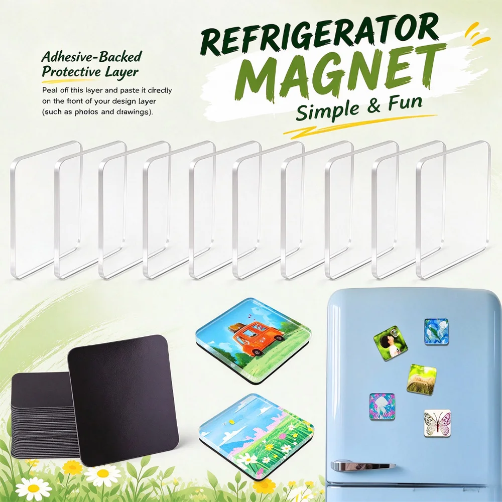 DIY Blank Acrylic Fridge Magnet 10 Pack 2