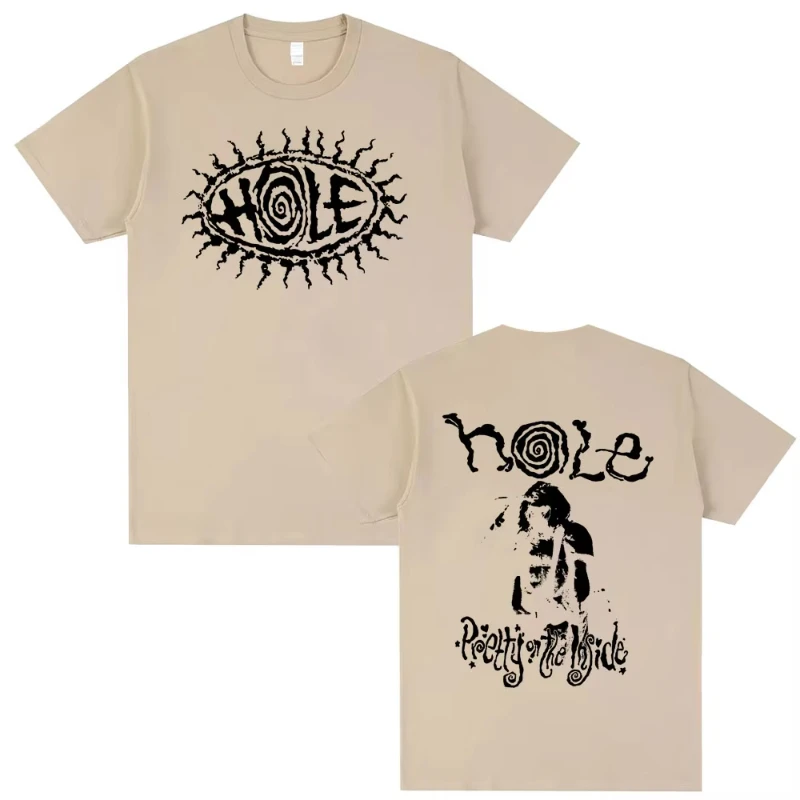 Alternative Grunge Rock Band Hole Courtney Love Pretty on The Lnside Double Sided Print T Shirt Men Streetwear Oversized T-shirt