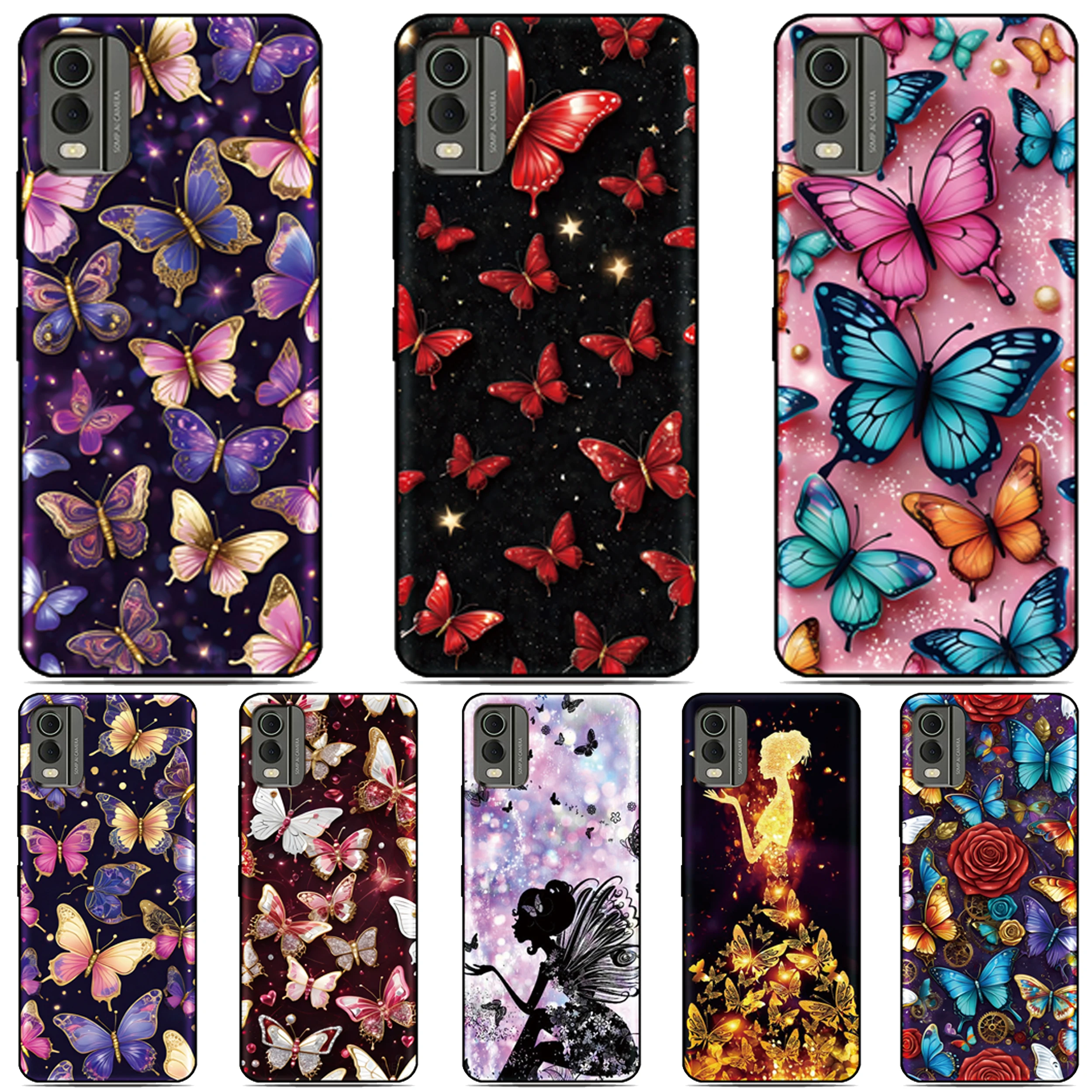 Butterfly Image Phone Case For Nokia C32 G42 6.2 7.2 5.4 G21 C21 C1 C01 G11 Plus C12 C31 C02 G22 G20 G10 C10 C20 8 C3 2.4 Cover