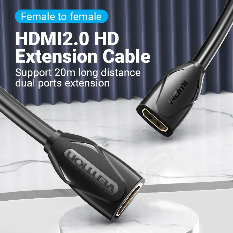 Vention HDMI Extension 4K/60Hz Cable HDMI 2.0 Female to Female Cable Extender for PC PS4/3 HDTV Projector HDMI Cable Extension