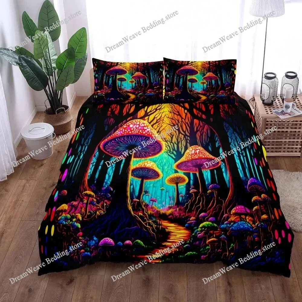 

Chic Mushroom Illustration Art Duvet Cover Set King Queen Double Twin Single Bed Linen Set Bedding Set Home Textileextile