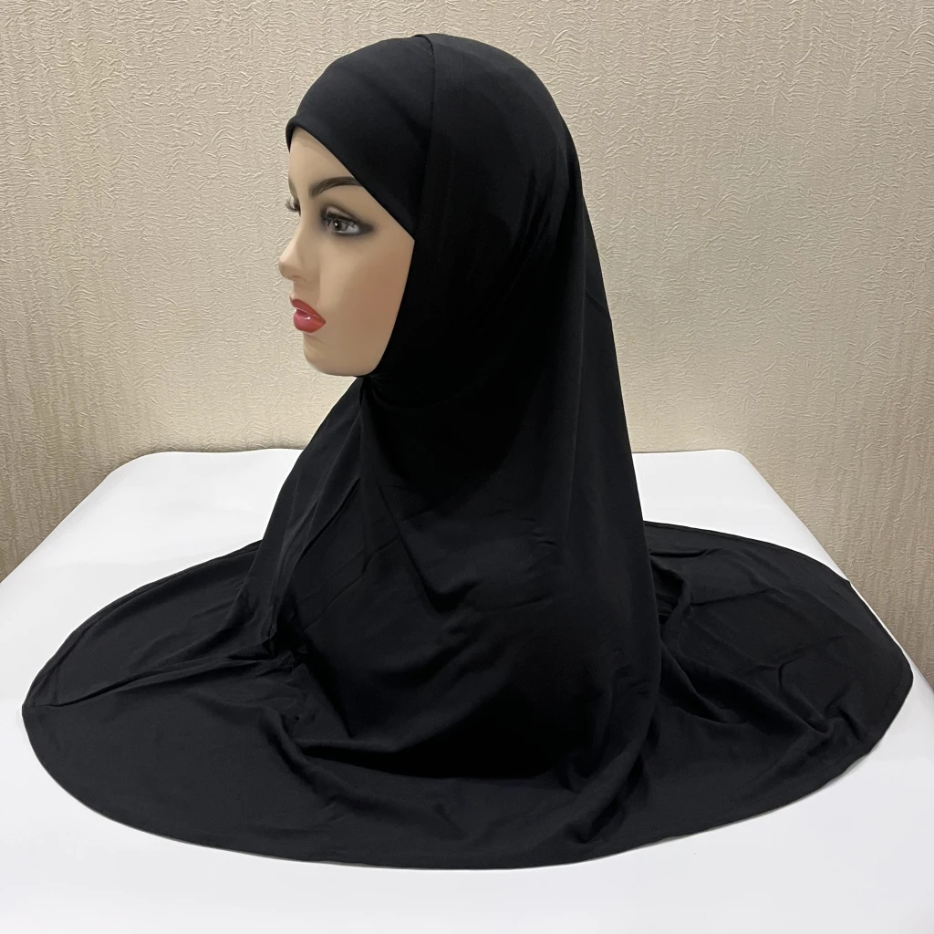 H292 Plain Lycra two pieces pray hijab outside hijabi with underscarf muslim scarf islamic headscarf hat armia pull on headwrap