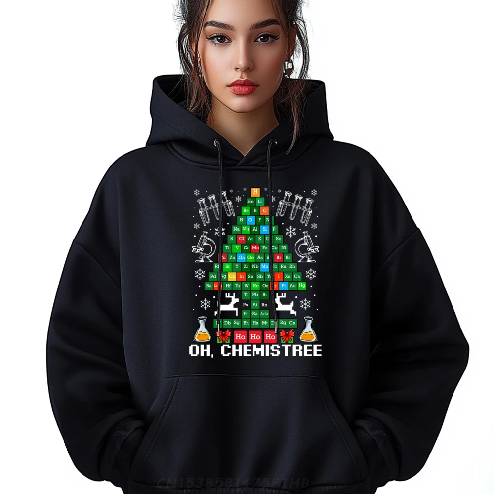 

Oh Chemistree Christmas Chemistry Science Periodic Table Black Graphic Tees Hoodie Men Christmas Sweater