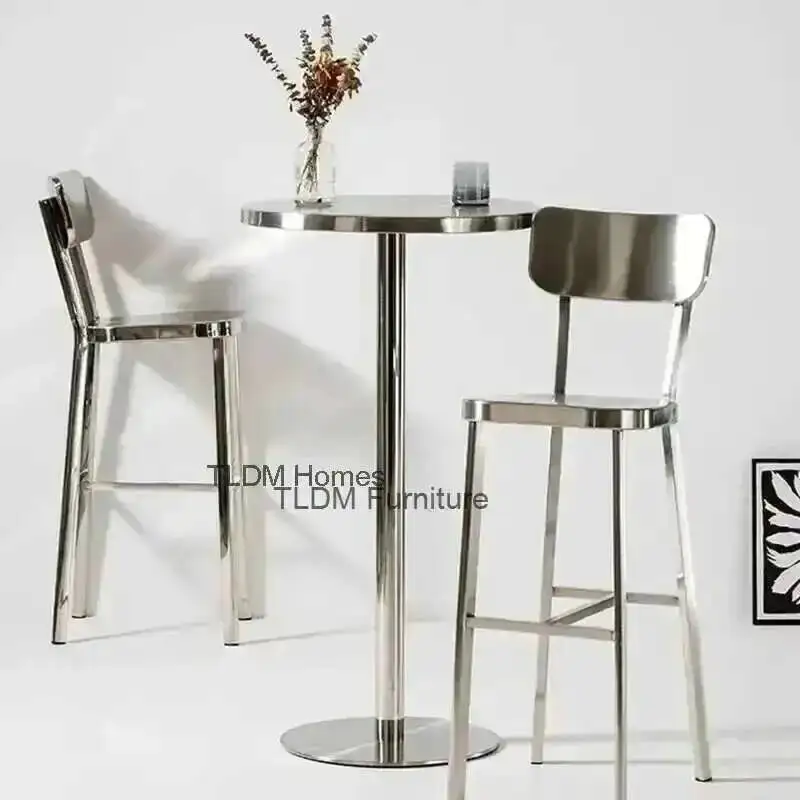 

Stool Furniture Restaurant Italian Minimalist Bar Stainless Steel Metal Bar Chairs Kitchen Design Bar Counter High Chairr l
