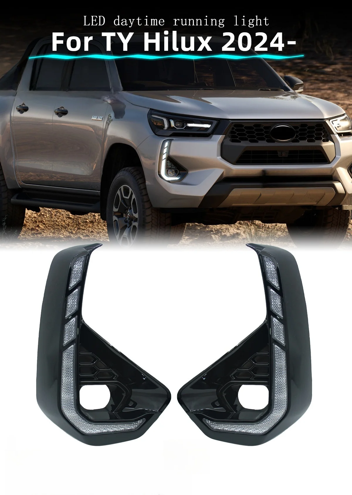 

Suitable for Toyota Hilux 2024 2025 two-color daytime running light fog lamp modification