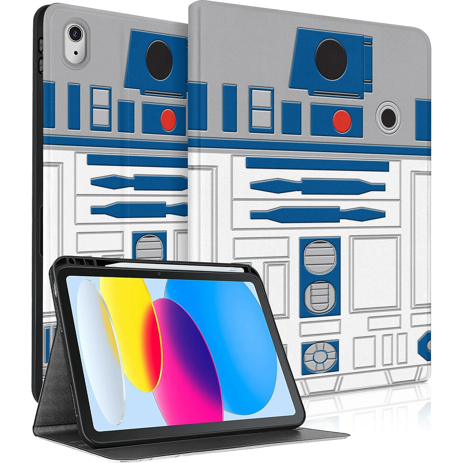 

Мягкий чехол из ТПУ R2D2 Robot для Apple iPad A16 11 дюймов 2025 11-го 10-го поколения 10,9 дюймов 2022 Регулируемые углы Автоматический чехол для сна