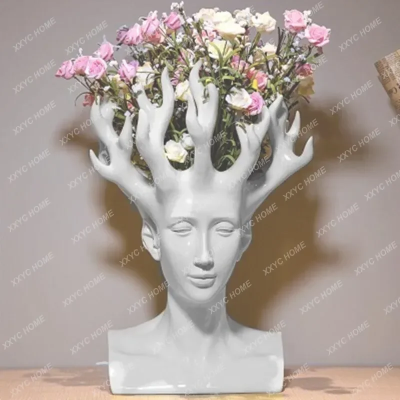 Creative Human Head Flower Vase Movie Figure Home Decor Art  Flower Arrangement Vase Table Vase X1923