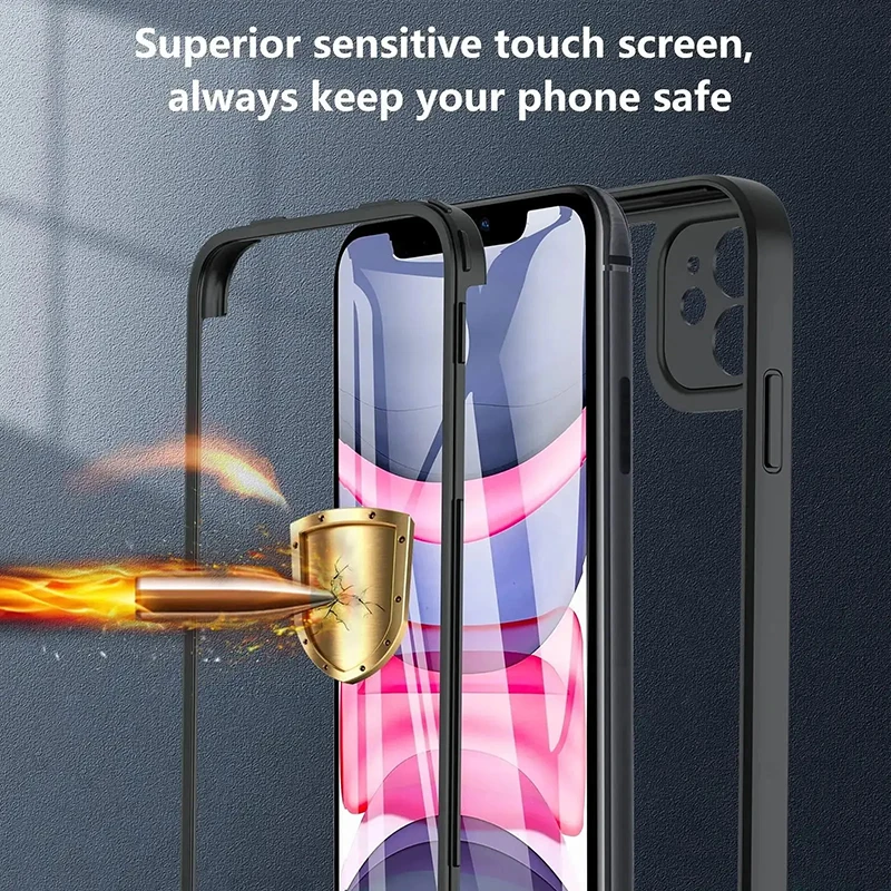 Чехол с поворотом на 360 градусов для iPhone 15 14 13 12 11 Pro Max 14 Plus XS MAX XR, прозрачный чехол для всего тела, прочная встроенная защитная пленка для экрана