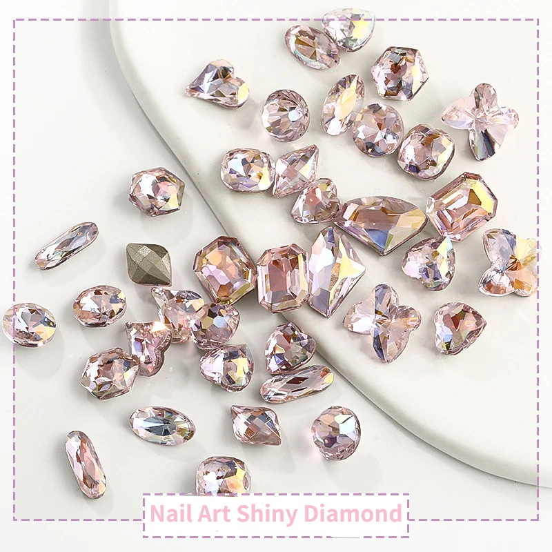 10pcs Pink AB Crystal Rhinestone For Nail Art Shiny Diamond Glitter Gems Home Garments DIY Decorations rhinestone Crafts Charms