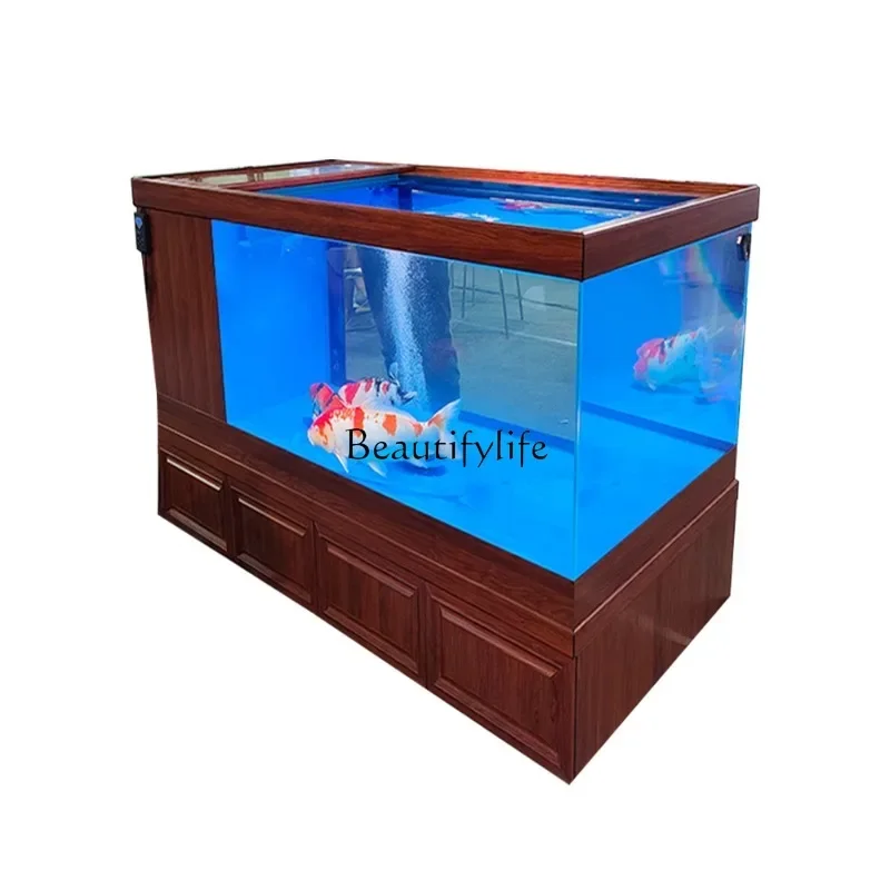 

4yj15Traditional Fermination VAT Koi Fish Tank Large Super White Goldfish Bottom Filter Fish Tank Aquarium