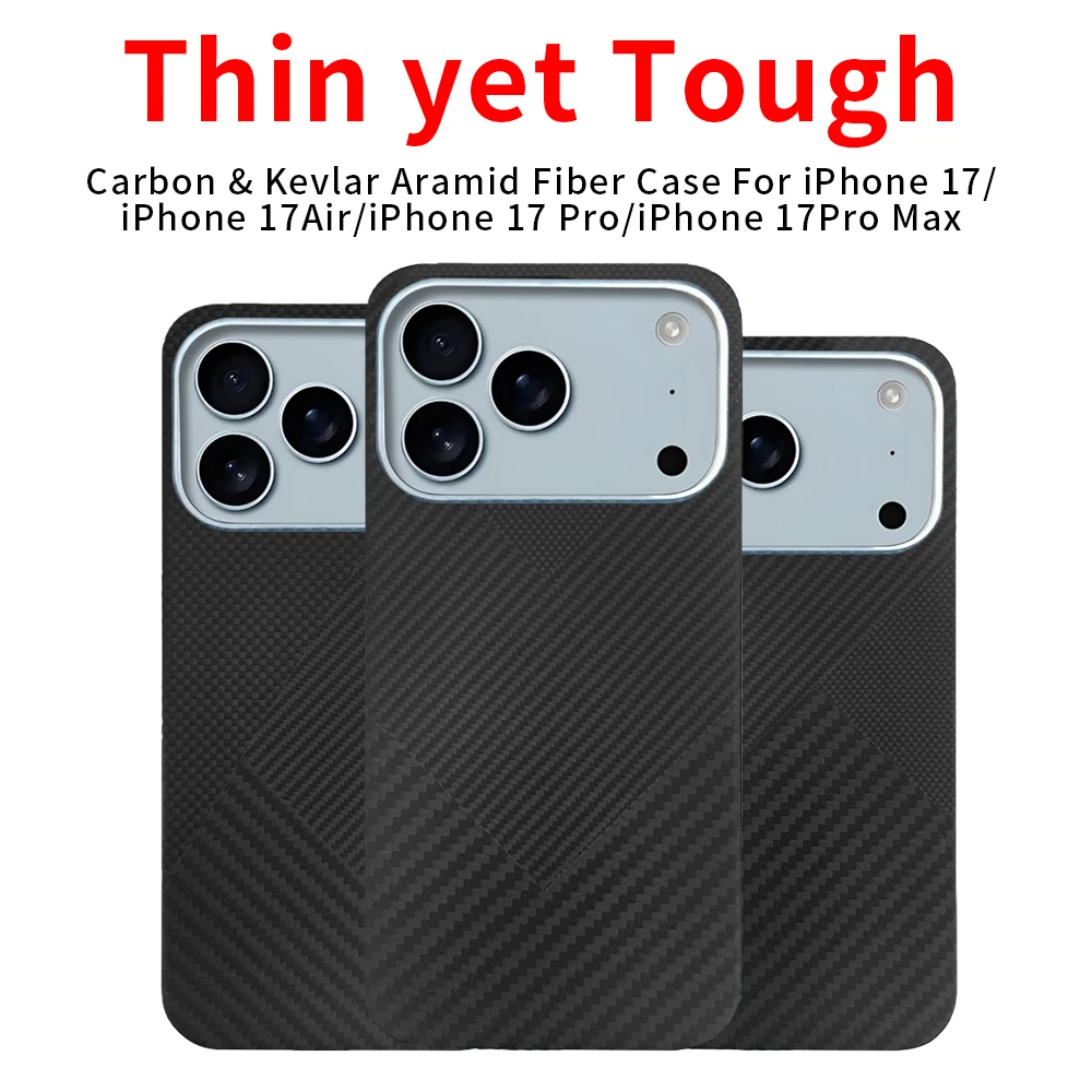 

Carbon fiber aramid magnetic case for iphone 17 pro max /iphone 17 pro/iphone 17/iphone 17 air Kevlar thin Lightweight Cover red