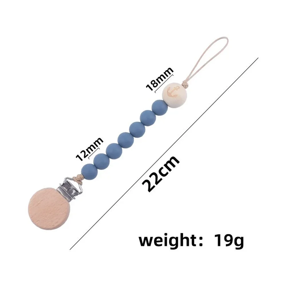 12MM Baby Silicone Pacifier Clips Chain Three Hole Beech Wood Pacifier Holder Nipple Eco-friendly Pacifier Clips Holder Chain