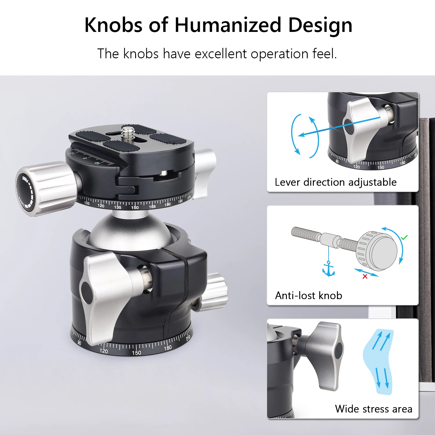 ARTCISE PB35/PB40 adaptor dudukan Tripod Ballhead 35/40mm adaptor kepala bola besar dengan pelat rilis cepat 1/4 inci sekrup isi 20kg